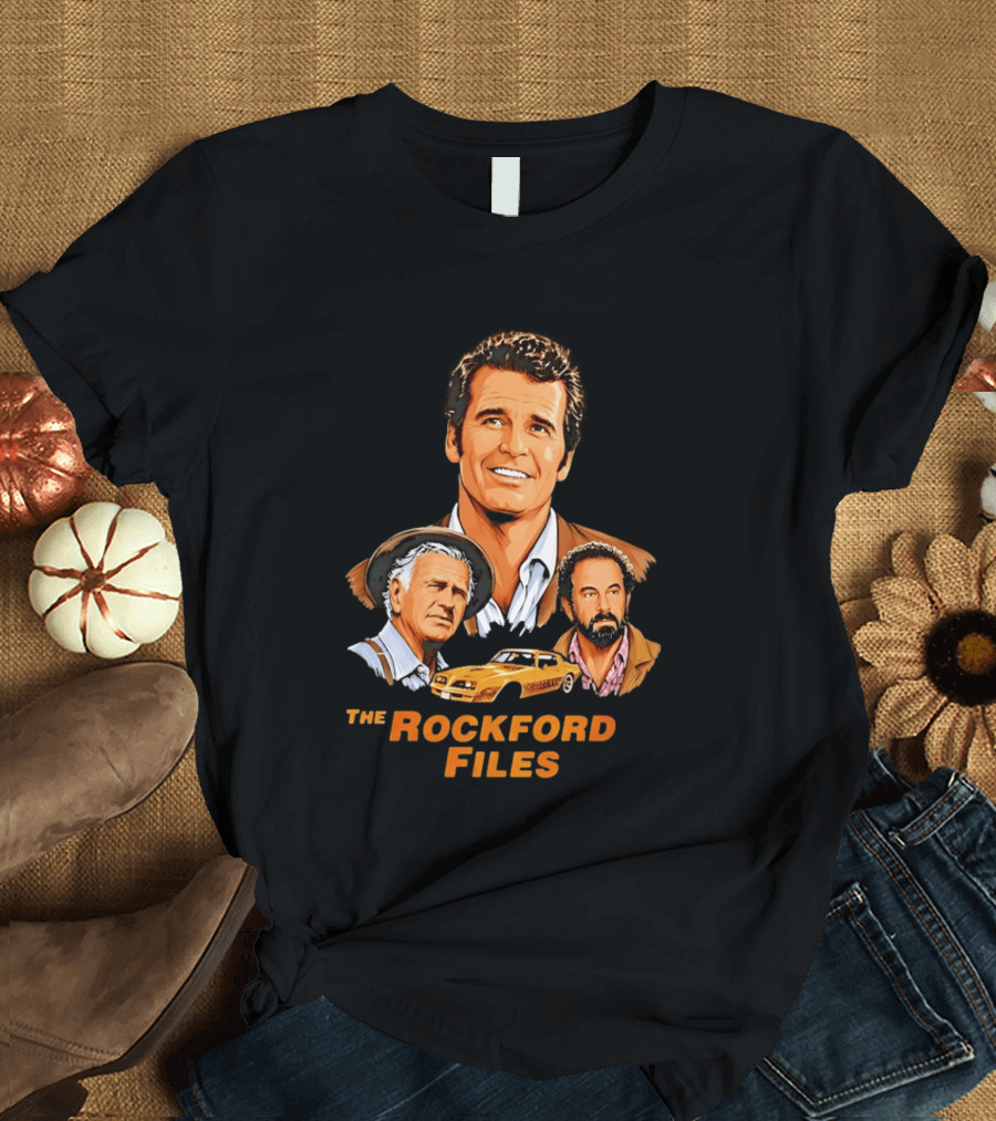 The Rockford Files 1970s James Garner Iconic Cast And Car T-Shirt