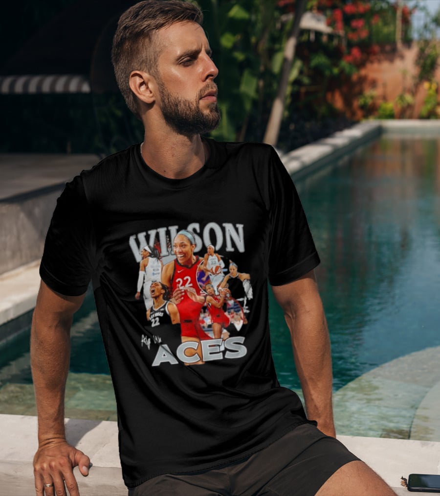A'ja Wilson Las Vegas Aces Fly With Aces Collage T-Shirt
