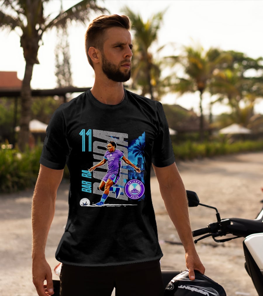Barbra Banda Orlando Pride Skyline 11 Soccer Blue Palm Trees T-Shirt