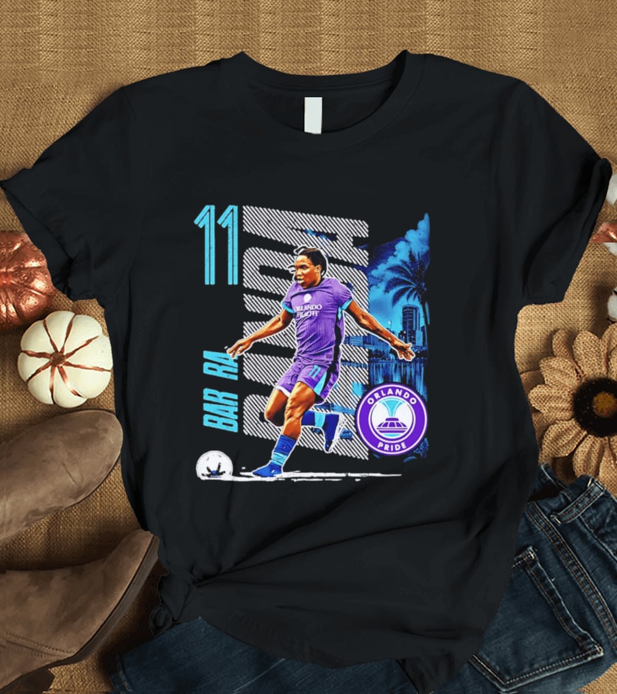 Barbra Banda Orlando Pride Skyline 11 Soccer Blue Palm Trees T-Shirt
