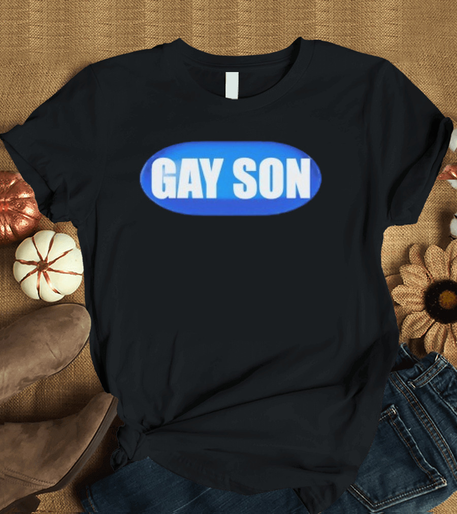 Gay Son Pill Blue Oval T-Shirt