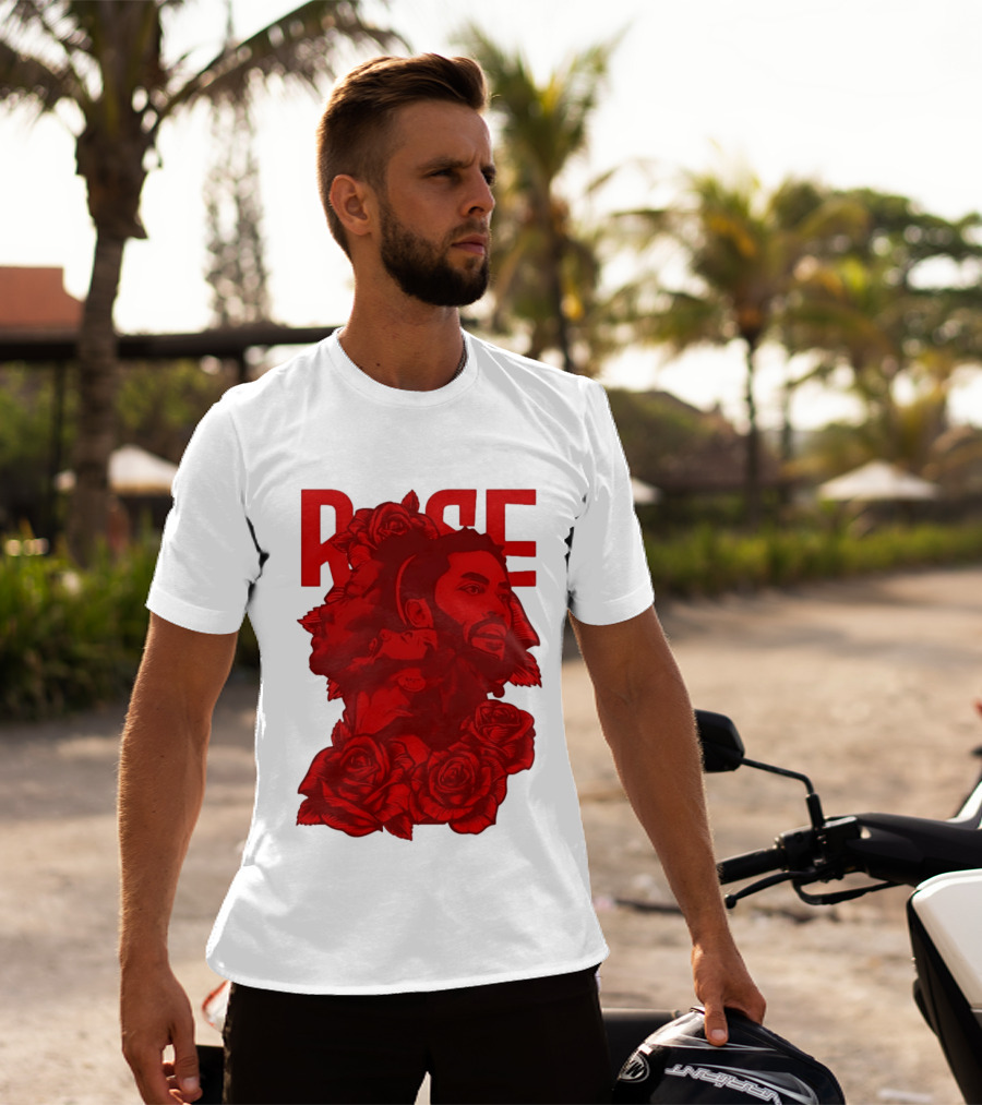 Derrick Rose Red Rose Portrait With Decorative Roses T-Shirt