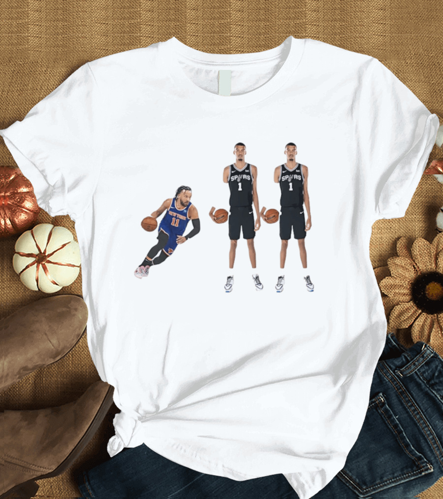 Jalen Brunson NY Knicks Vs Victor Wembanyama San Antonio Spurs Matchup NBA Basketball 9.11 T-Shirt