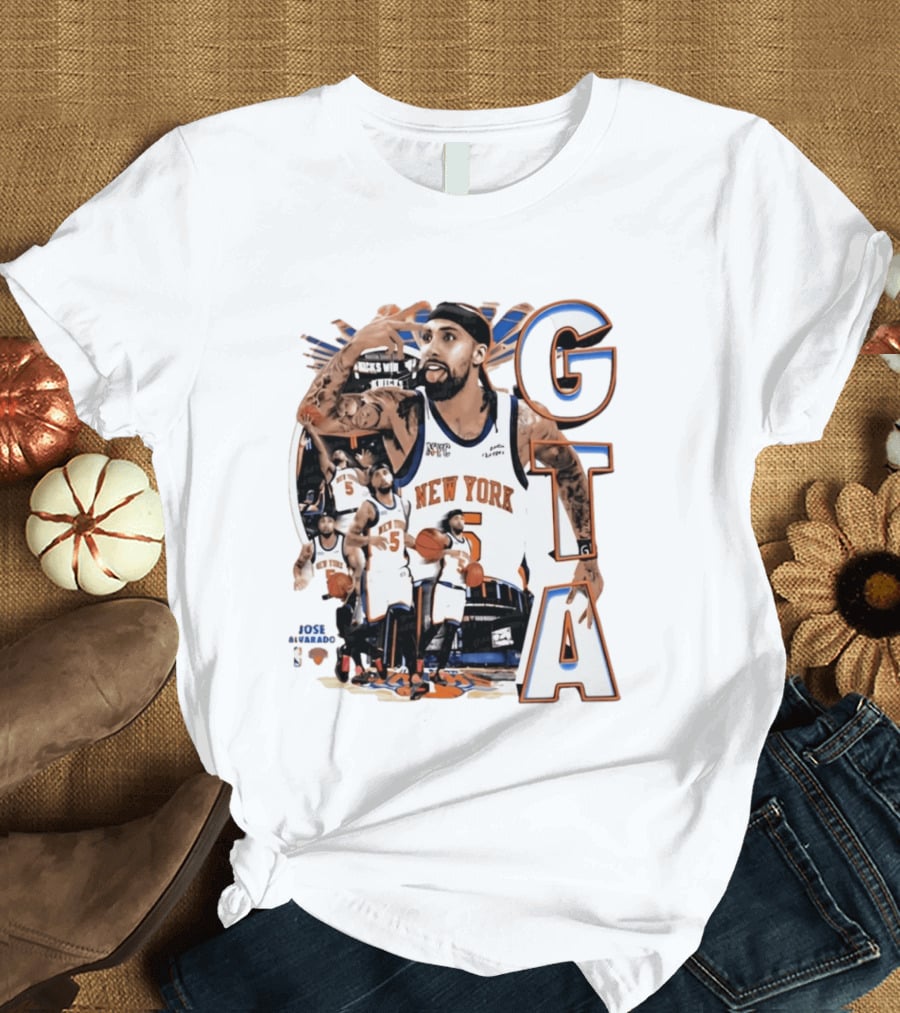 New York Knicks Jose Alvarado GTA Basketball 5 NYC T-Shirt