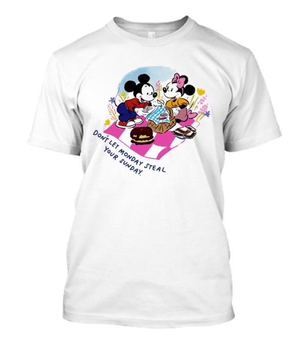 Mickey And Minnie Mouse Don't Let Monday Steal Your Sunday Picnic Fun T-Shirt