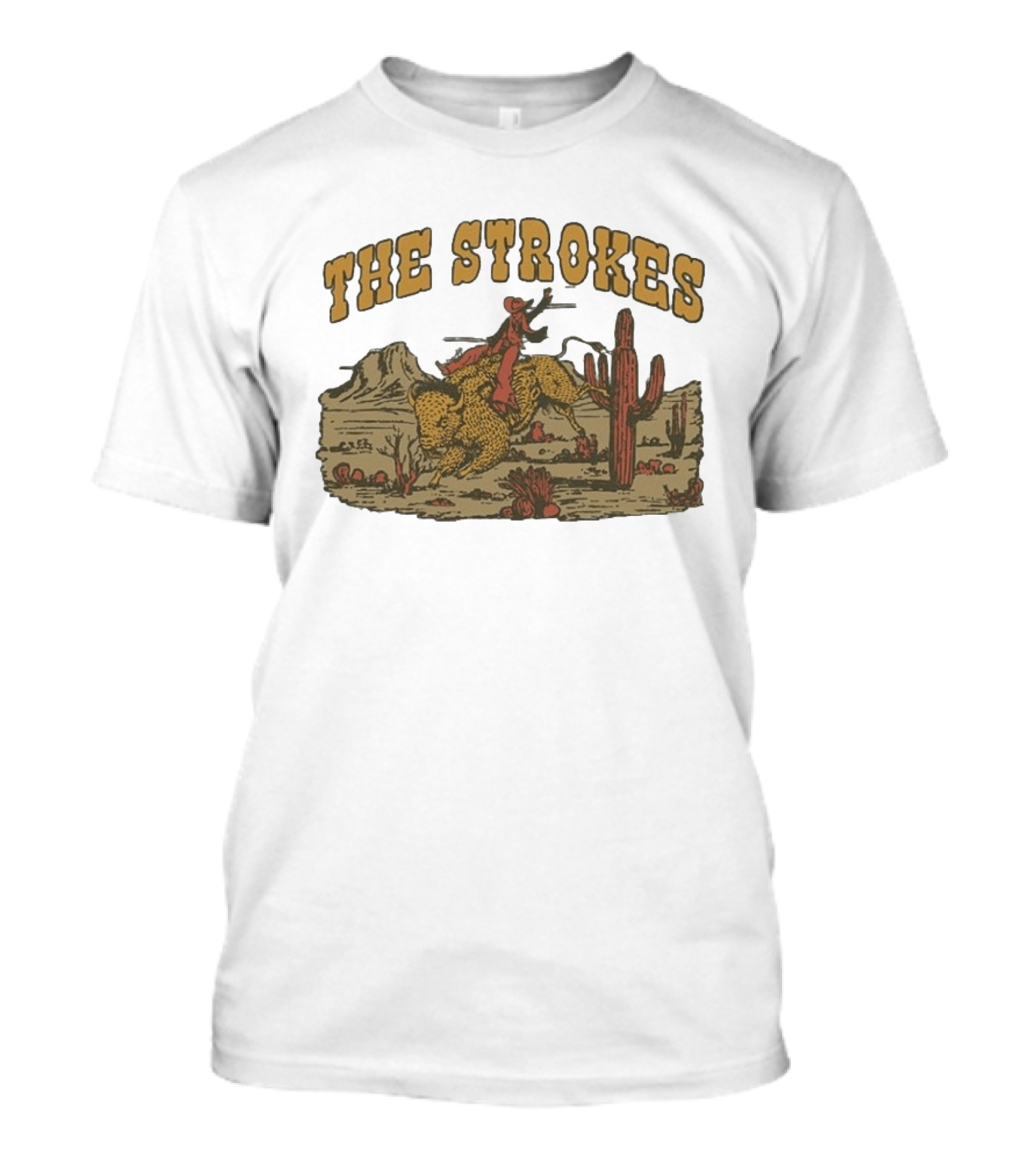 The Strokes Western Bull Rider Desert Scene T-Shirt