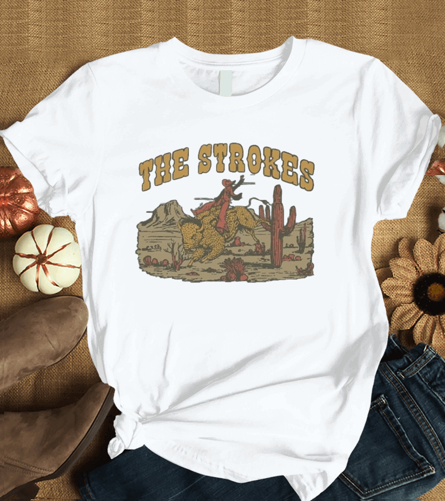 The Strokes Western Bull Rider Desert Scene T-Shirt