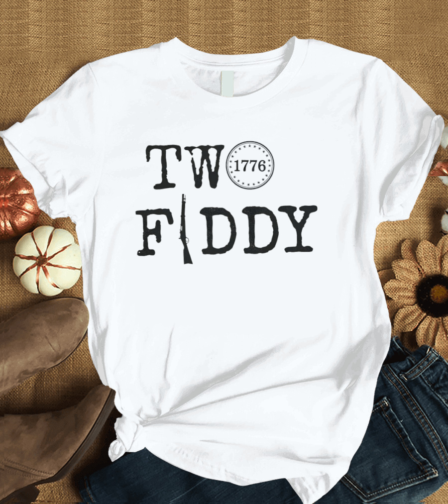Two Fiddy 1776 Rifle Stars Independence Celebration T-Shirt