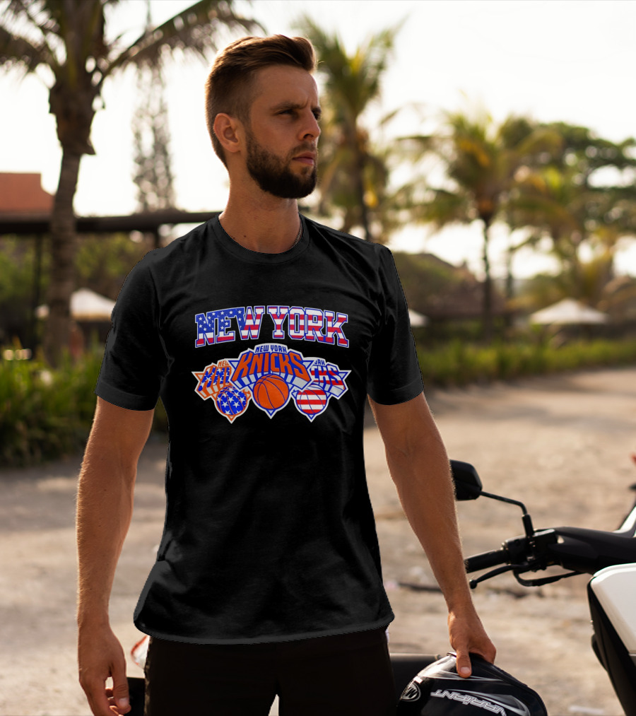 New York Knicks 4th Of July American Flag Basketball Stars And Stripes T-Shirt