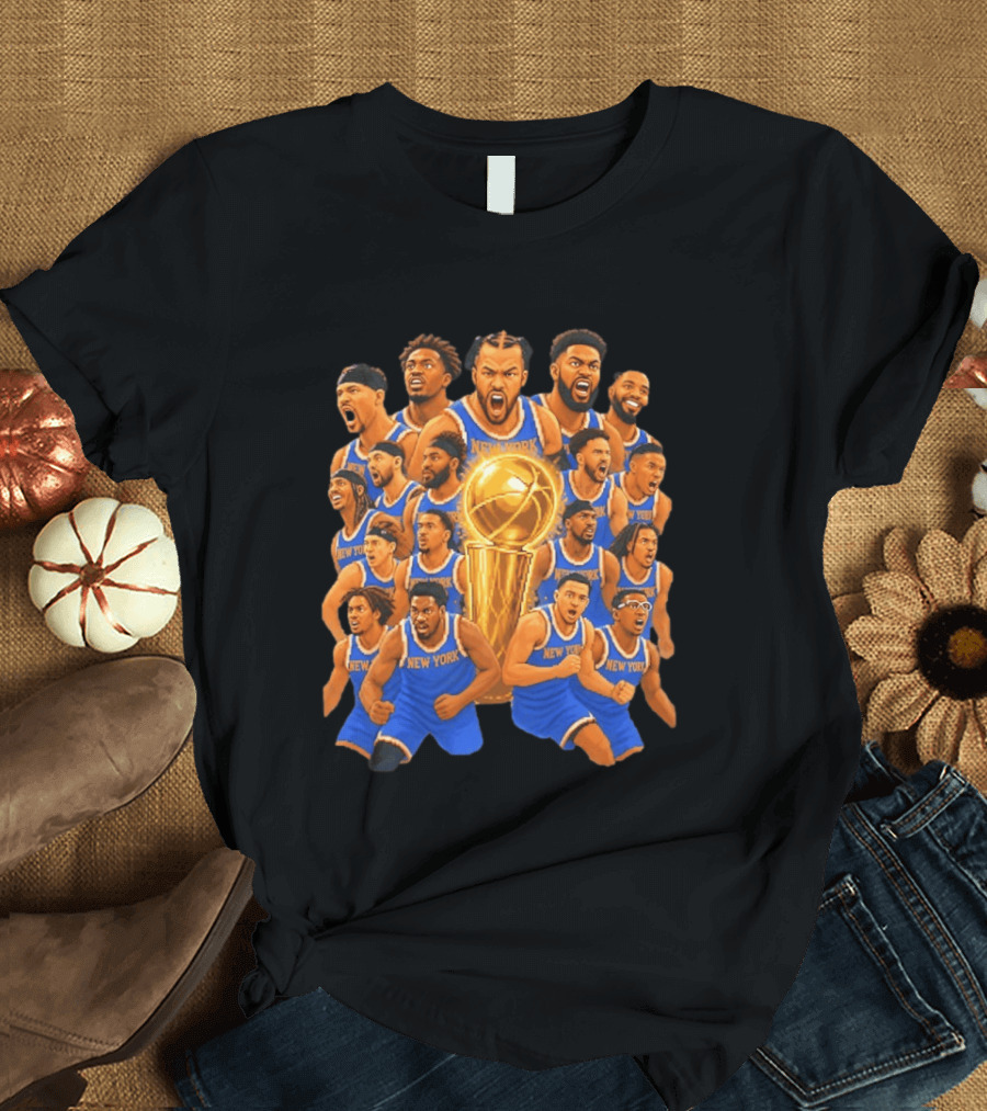 New York Knicks NBA Champions 2026 Players And Trophy Celebration T-Shirt