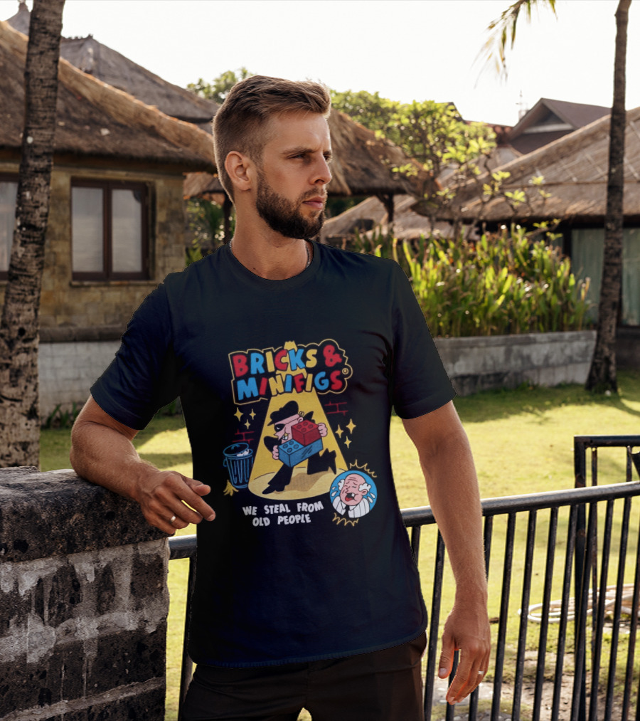 Bricks And Minifigs Spotlight Scene Robber We Steal From Old People T-Shirt