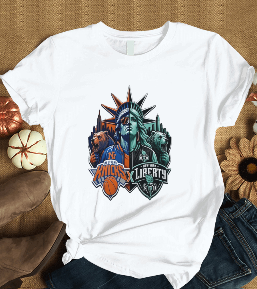New York Knicks X Liberty Statue Of Liberty NBA WNBA T-Shirt