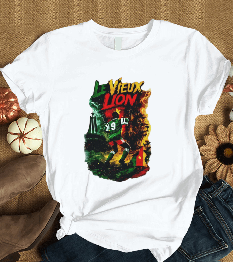 Le Vieux Lion Roger Milla Cameroon Football Icon T-Shirt