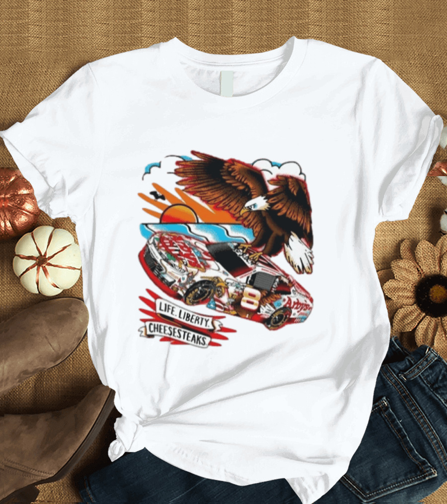 Life Liberty Cheesesteaks Arby's Racing Car Eagle Patriotic T-Shirt