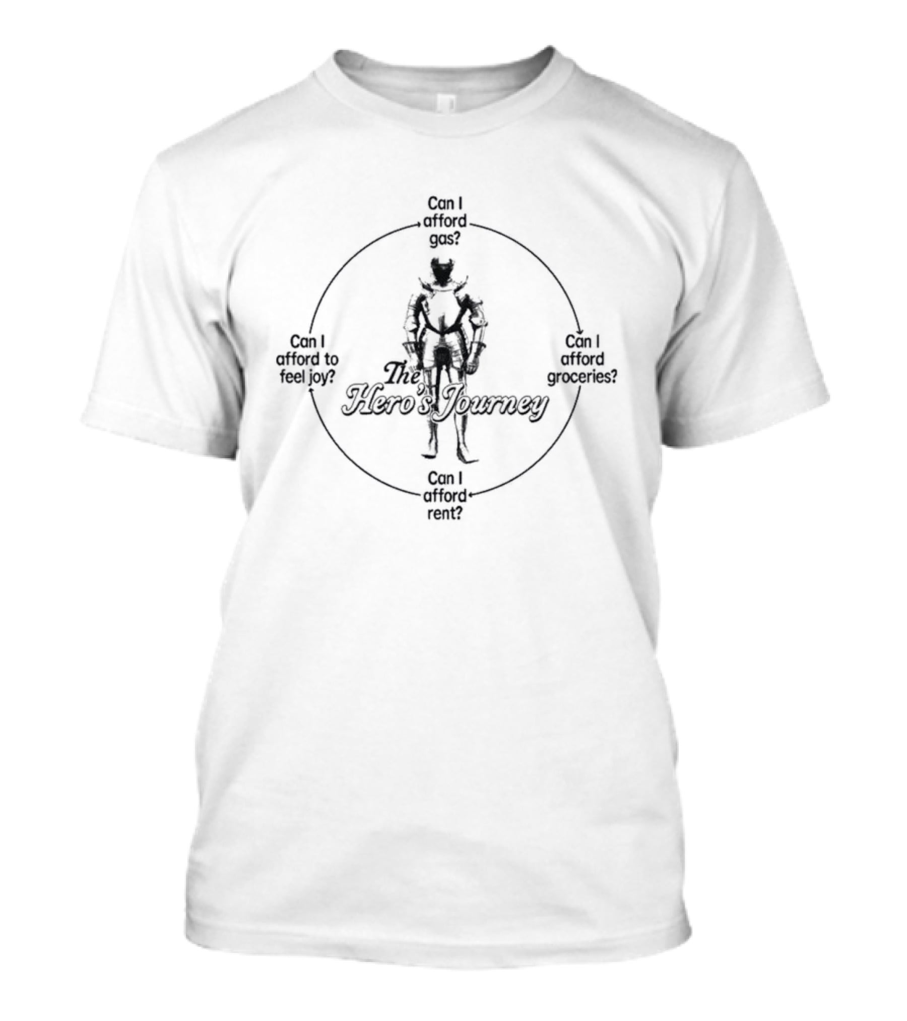 The Hero's Journey Can I Afford Gas Groceries Rent To Feel Joy Knight T-Shirt