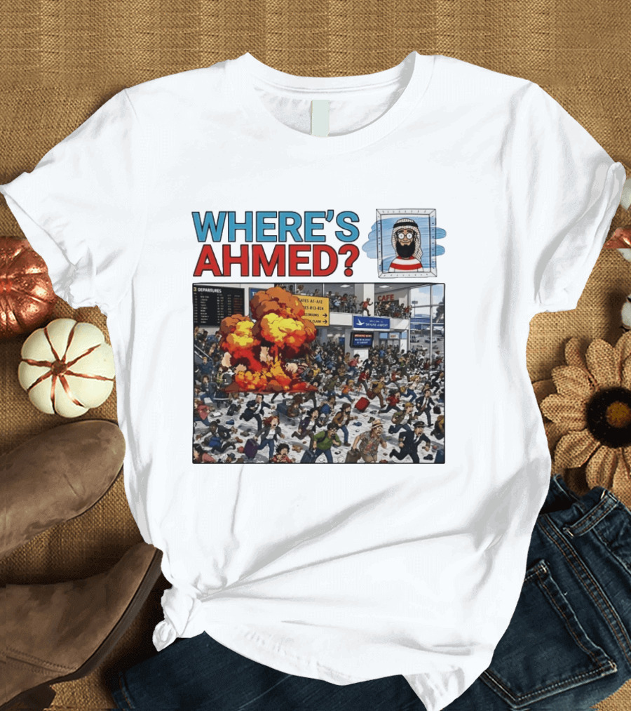 Where's Ahmed September 11 Attacks Cartoon Explosion Scene T-Shirt