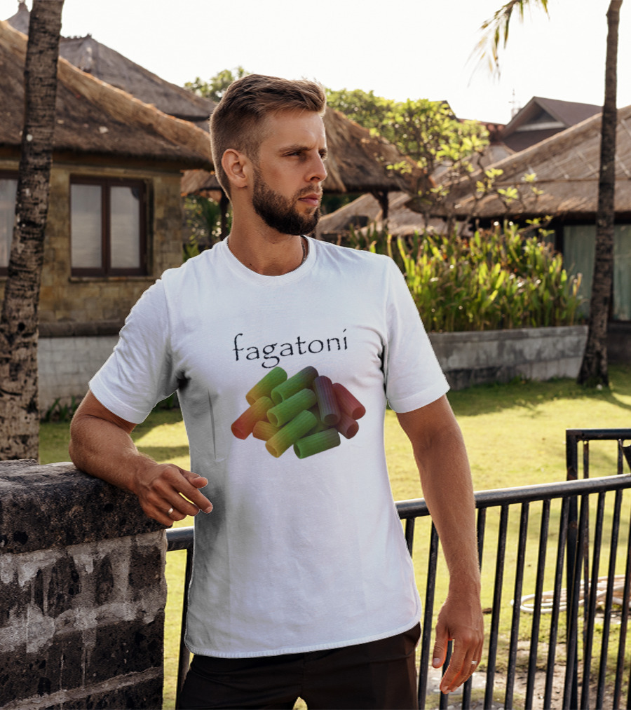 Fagatoni Gay Pasta LGBTQ Pride Multicolor Rigatoni T-Shirt