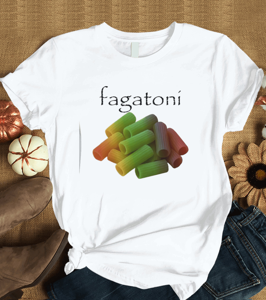 Fagatoni Gay Pasta LGBTQ Pride Multicolor Rigatoni T-Shirt