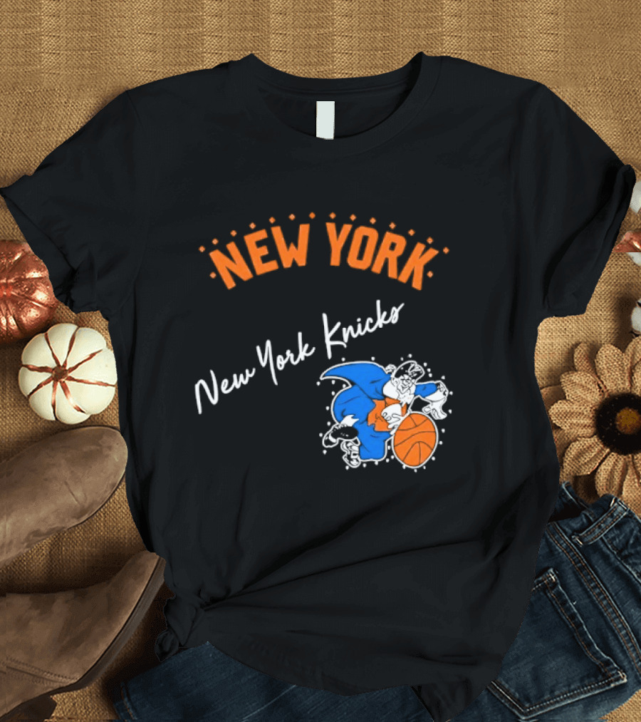 Father Knickerbocker New York Knicks Basketball Character Orange And Blue T-Shirt