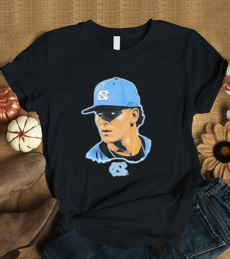 UNC Baseball Player Portrait North Carolina Cap Image T-Shirt
