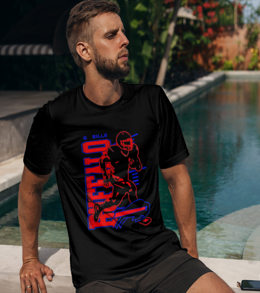Buffalo Bills Go Bills Football Player Running Action T-Shirt