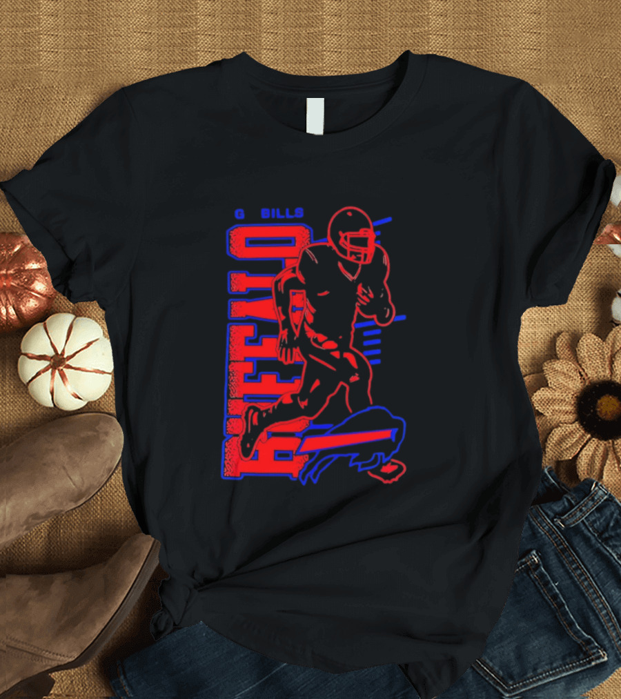 Buffalo Bills Go Bills Football Player Running Action T-Shirt