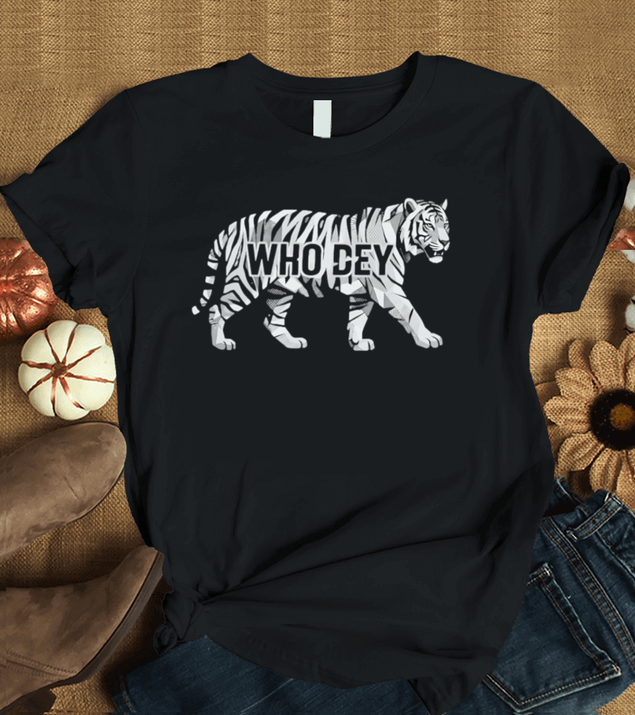 Cincinnati Tiger Who Dey Striped Tiger T-Shirt
