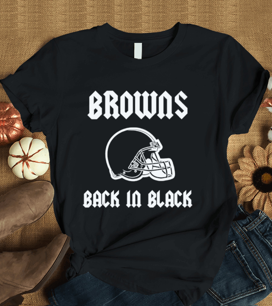 Browns Back In Black Helmet Cleveland Rugby T-Shirt