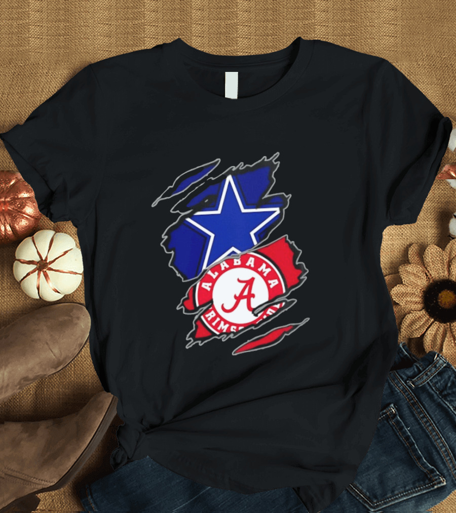Dallas Cowboys Alabama Crimson Tide Two Teams One Heart Scratch T-Shirt