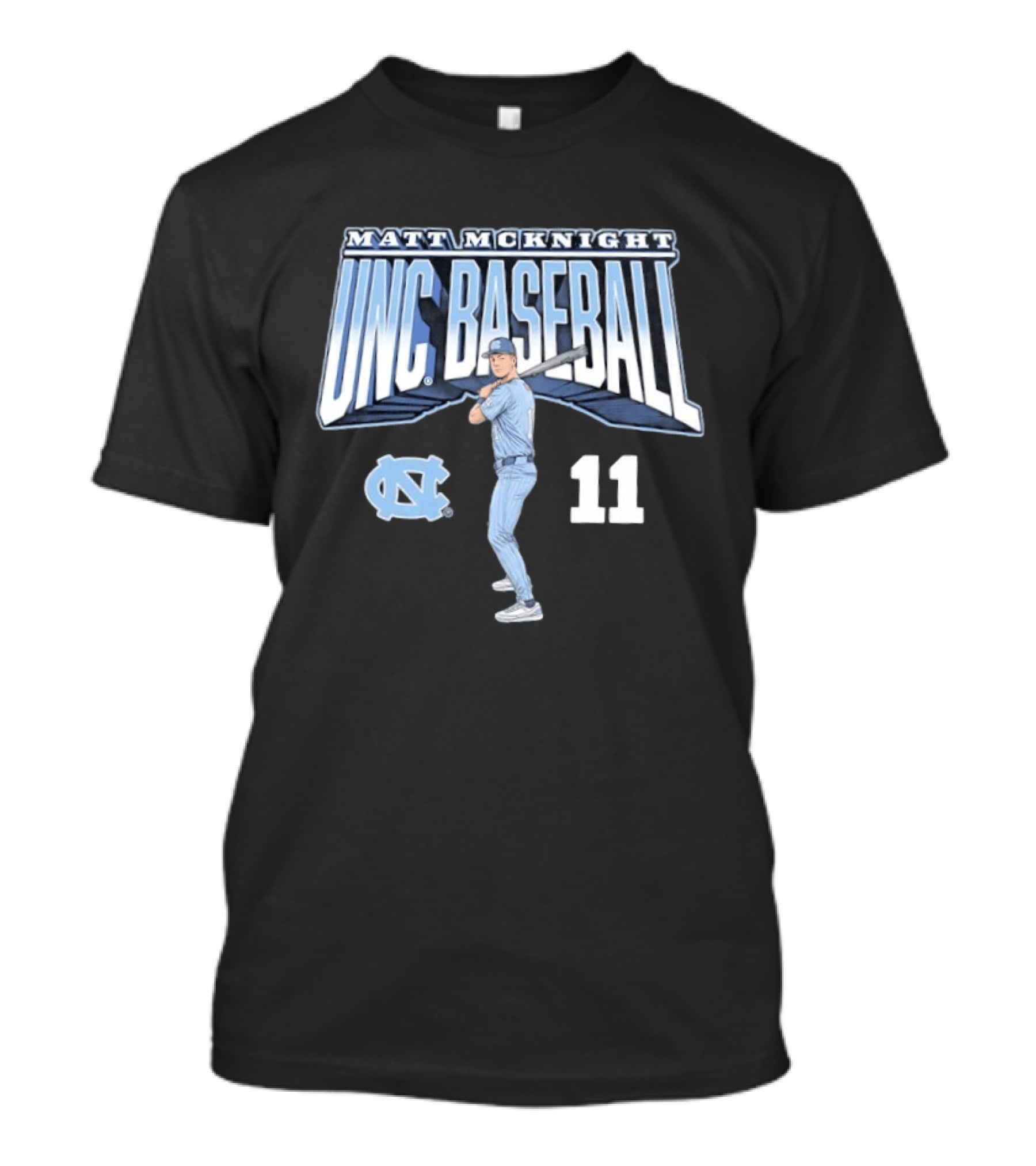 Matt McKnight UNC Baseball 11 Slugger Swing T-Shirt