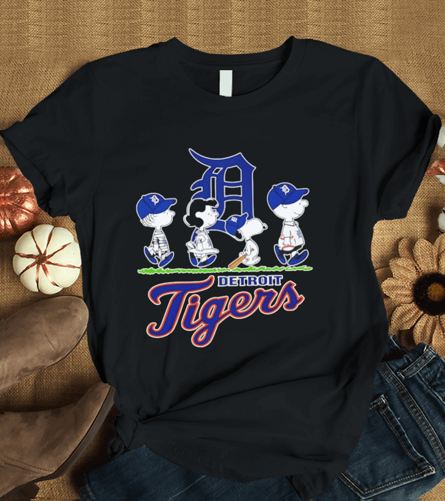 Detroit Tigers Snoopy Charlie Brown Lucy Linus Abbey Road 2026 Collaboration T-Shirt