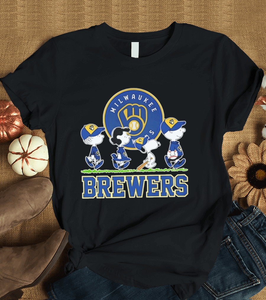 Milwaukee Brewers Snoopy Charlie Brown Lucy Linus Abbey Road 2026 T-Shirt