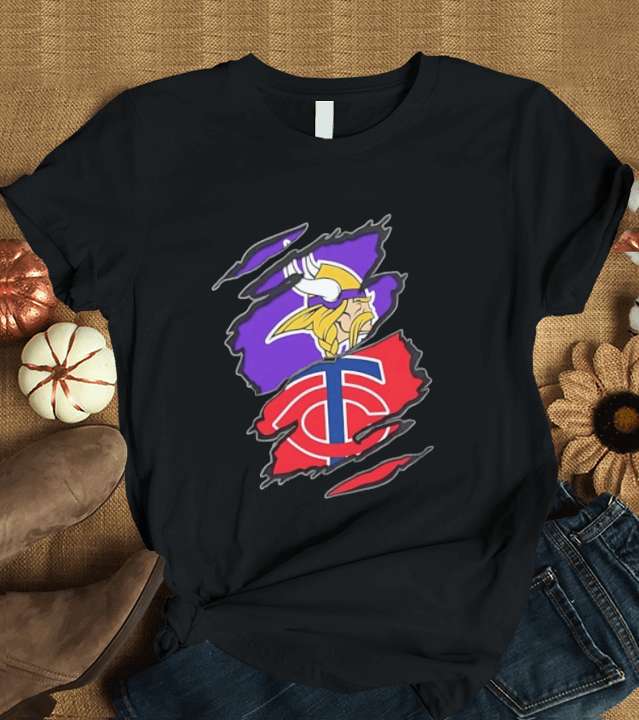 Minnesota Vikings Minnesota Twins Two Teams One Heart T-Shirt