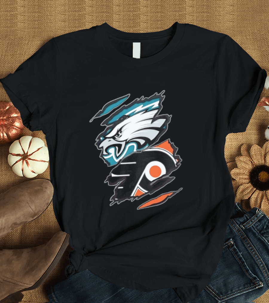 Philadelphia Eagles And Philadelphia Flyers Two Teams One Heart T-Shirt