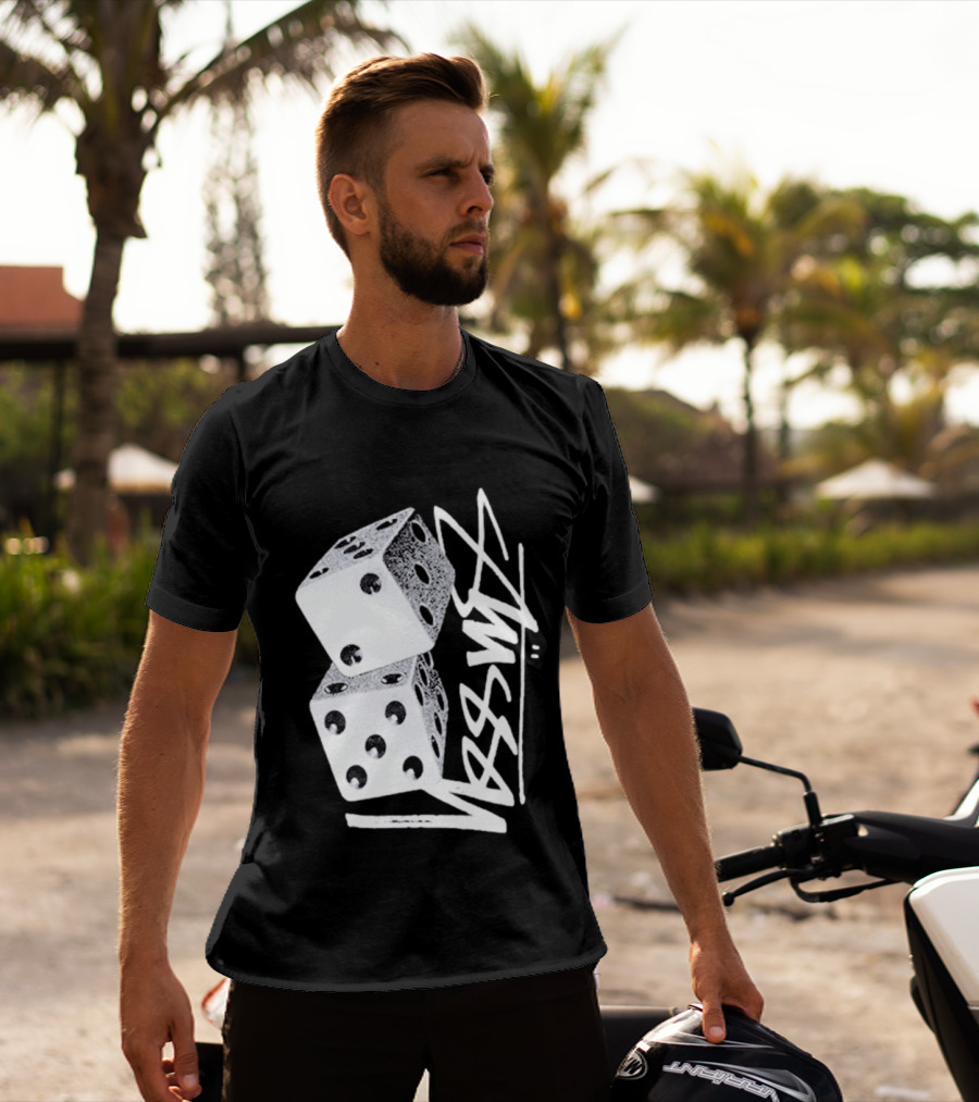 Pla Skateboarding Stussy Dice Stacked Six Side Metal T-Shirt