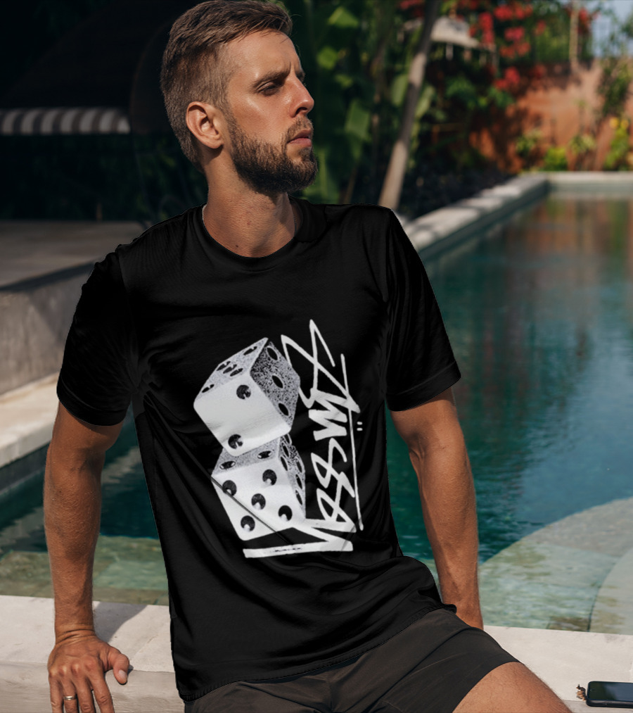 Pla Skateboarding Stussy Dice Stacked Six Side Metal T-Shirt