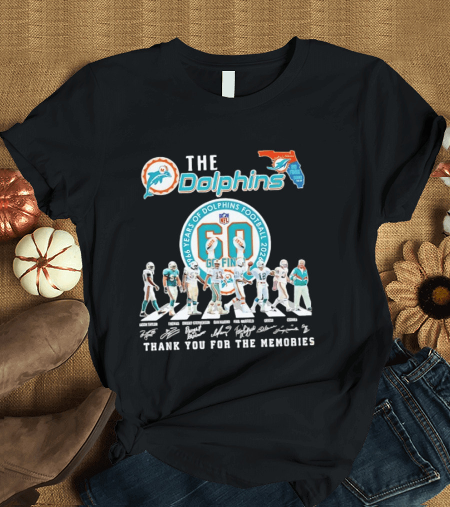 The Dolphins 1966 2026 60 Years Of Dolphins Football Thank You For The Memories NFL T-Shirt
