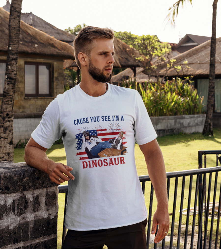 Cause You See I'm A Dinosaur Hank Williams Jr Country Music Western Patriotic 4th Of July Cowboy T-Shirt