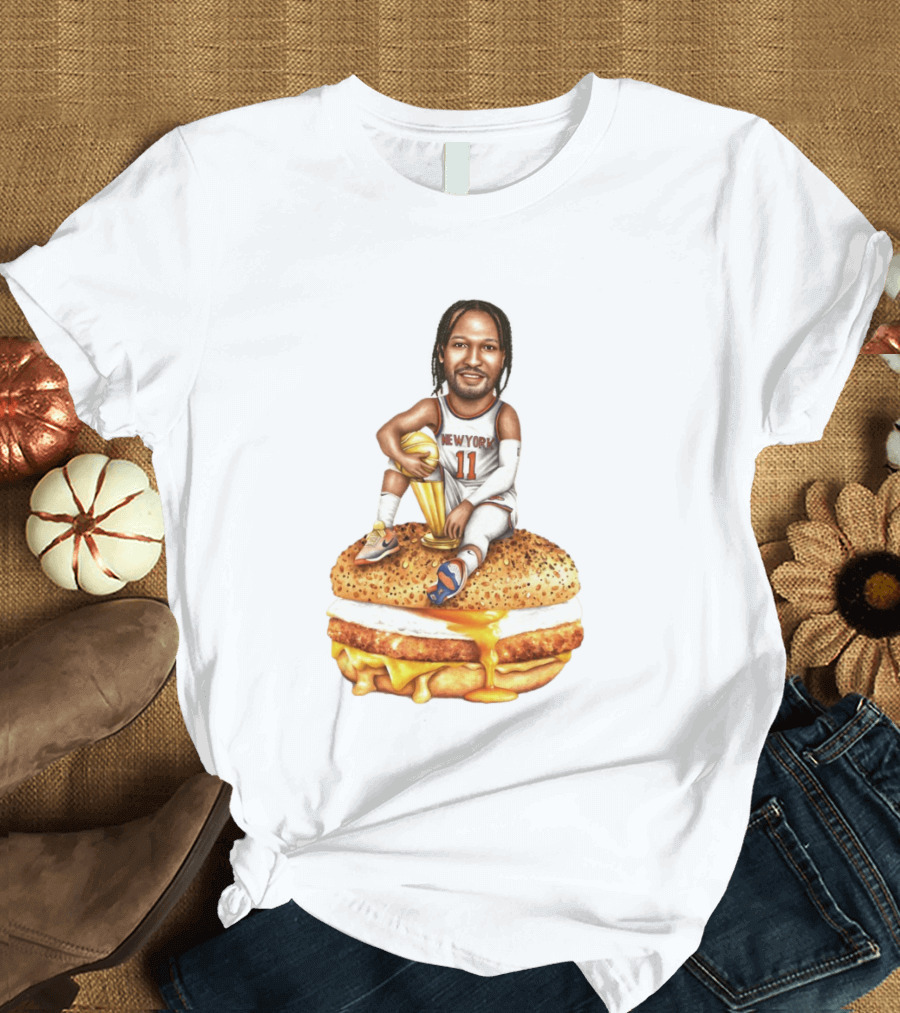 Jalen Brunson New York Knicks Basketball Trophy Egg And Cheese Sandwich T-Shirt