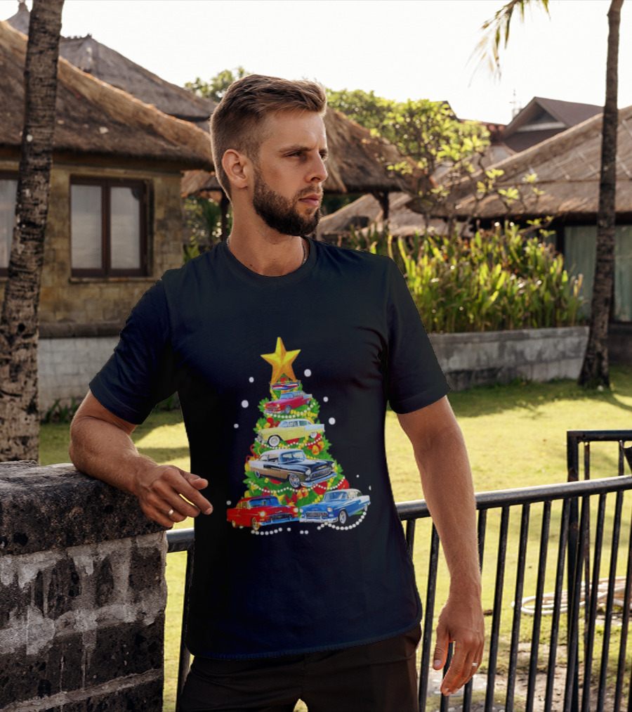 1955 Chevy Christmas Tree Holiday Vintage Car Enthusiasts T-Shirt