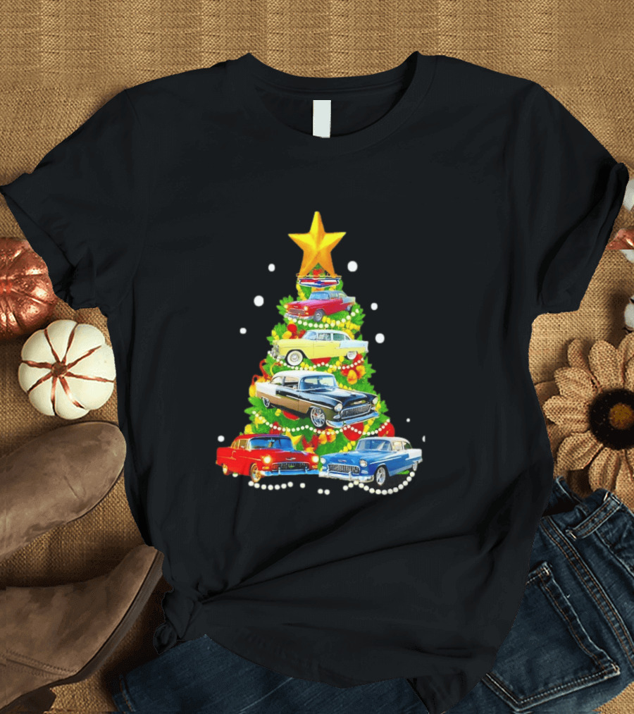 1955 Chevy Christmas Tree Holiday Vintage Car Enthusiasts T-Shirt