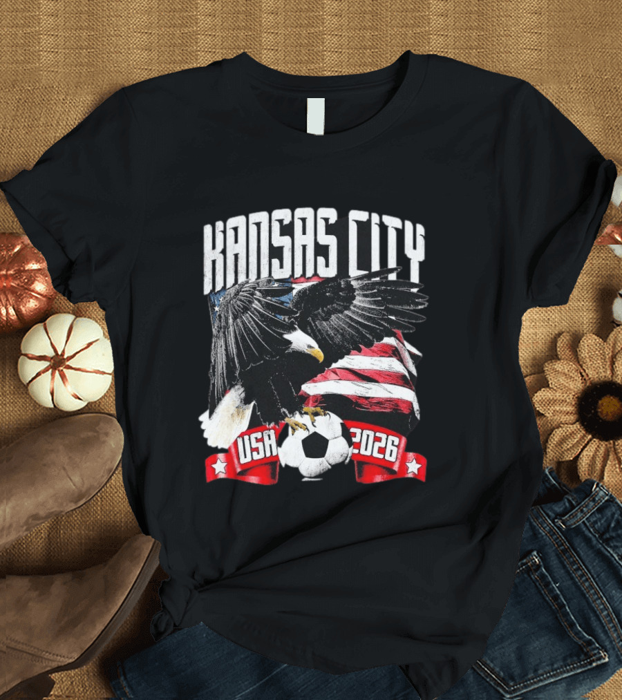 Kansas City USA 2026 Bald Eagle American Flag Soccer Ball T-Shirt
