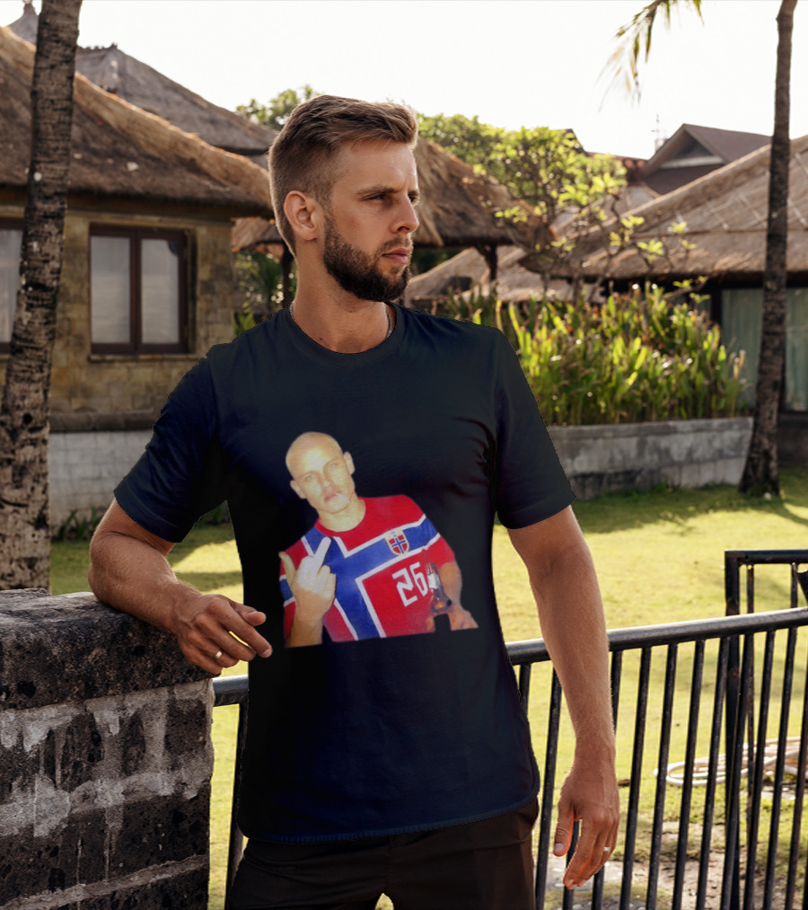 Erling Haaland Norway National Football Team 26 Middle Finger Gesture Jersey T-Shirt