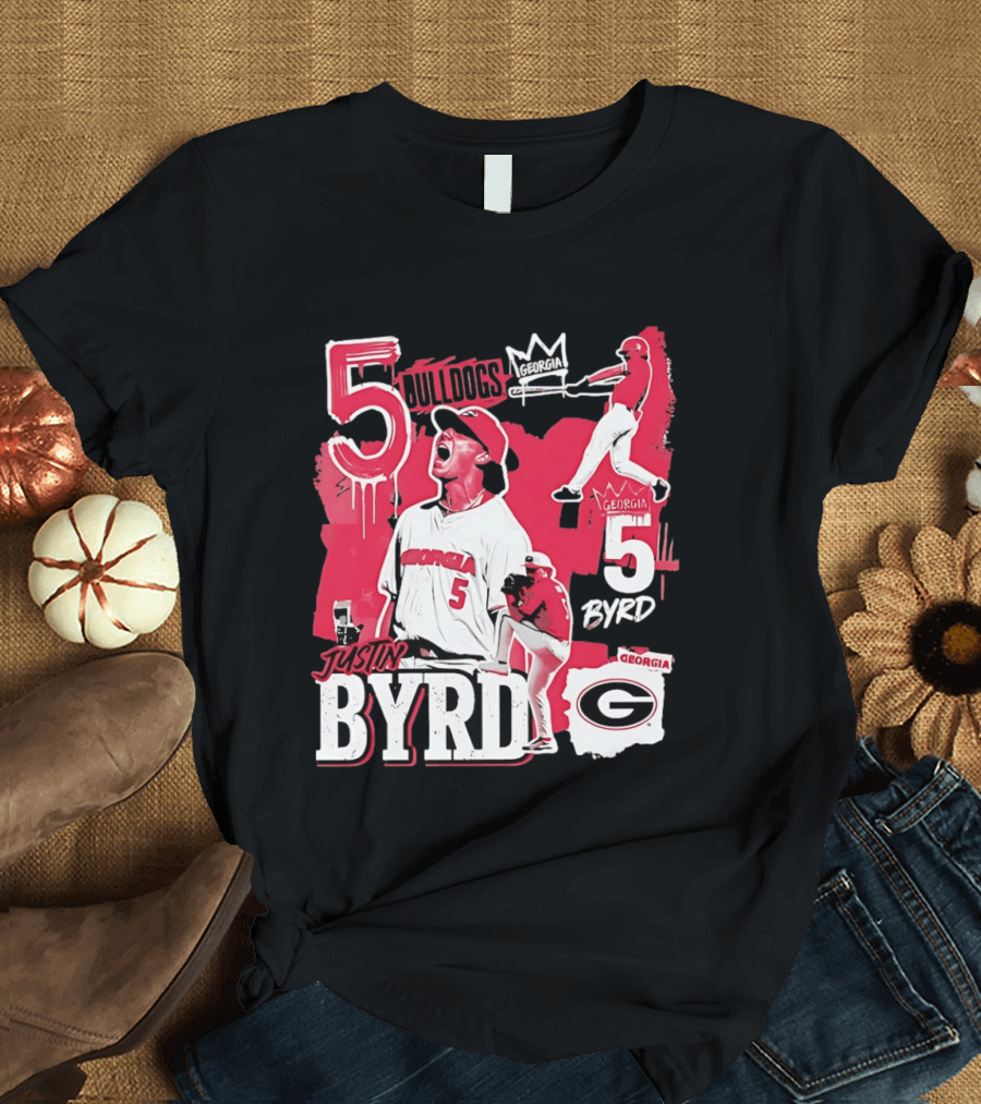 Georgia Bulldogs Justin Byrd 5 Baseball Champion Fan Gear T-Shirt