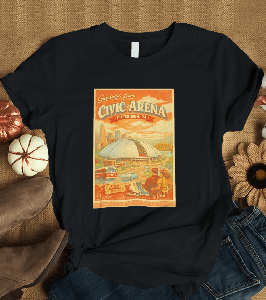 Greetings From Civic Arena Pittsburgh PA Rock Concert Admit One T-Shirt
