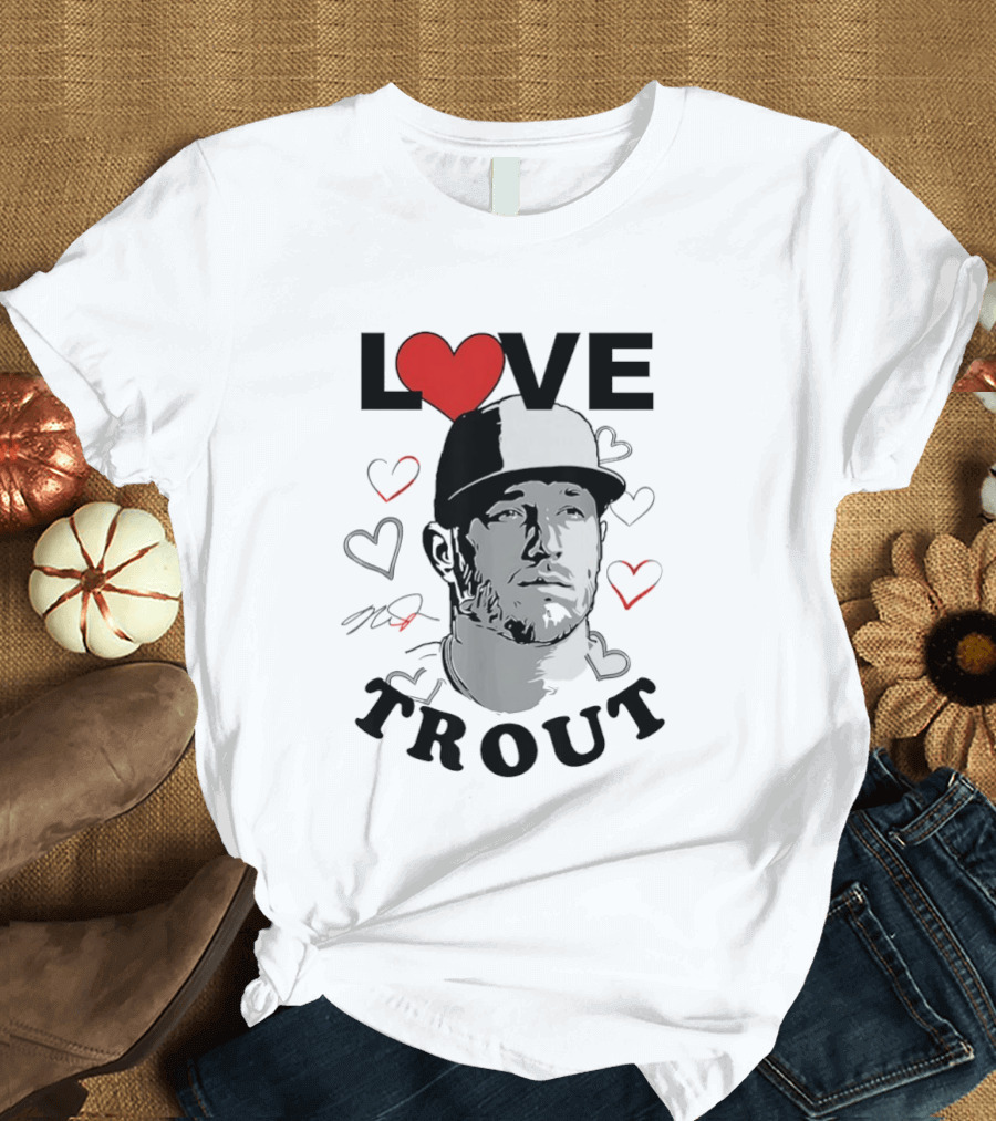 Love Mike Trout Los Angeles Angels Heart Baseball Player T-Shirt