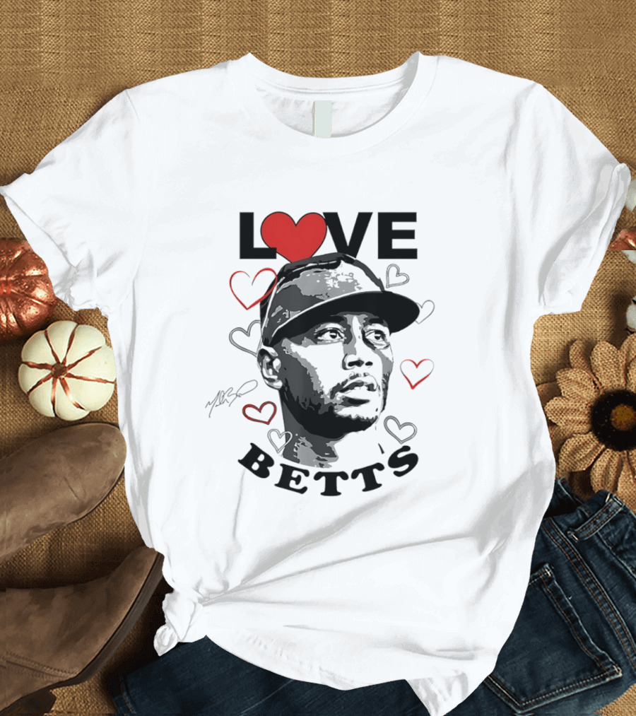 Love Betts Heart Baseball Los Angeles Dodgers Mookie T-Shirt