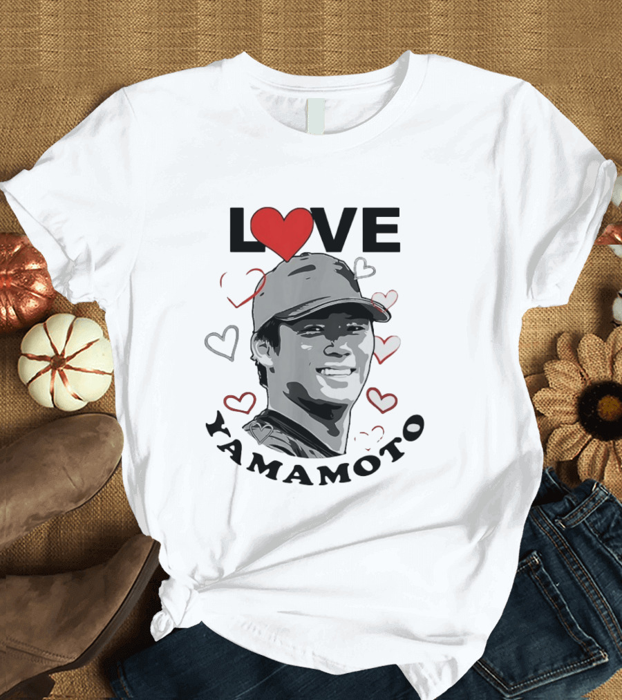 Love Yoshinobu Yamamoto Heart Baseball Fan T-Shirt
