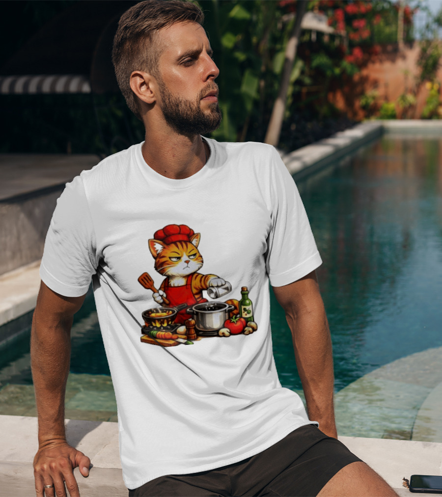 I Cook Better When You're Not Ing Cat Chef Cooking Scene T-Shirt