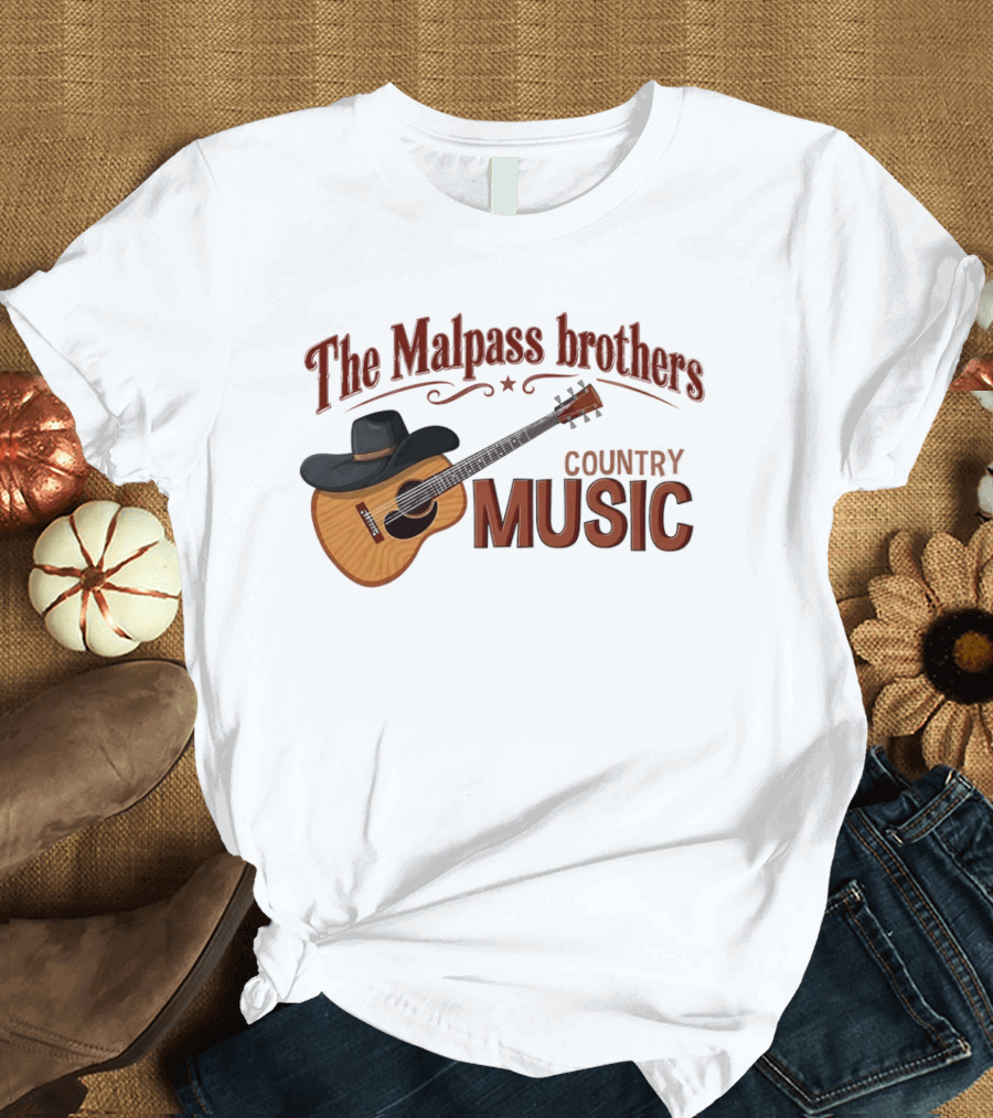 The Malpass Brothers Country Music Guitar And Cowboy Hat T-Shirt